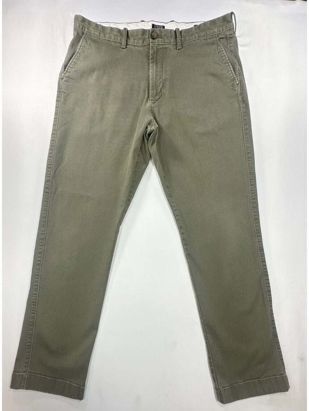 J Crew Flex Straight Fit Flat Front Chinos Green Mens 34/32